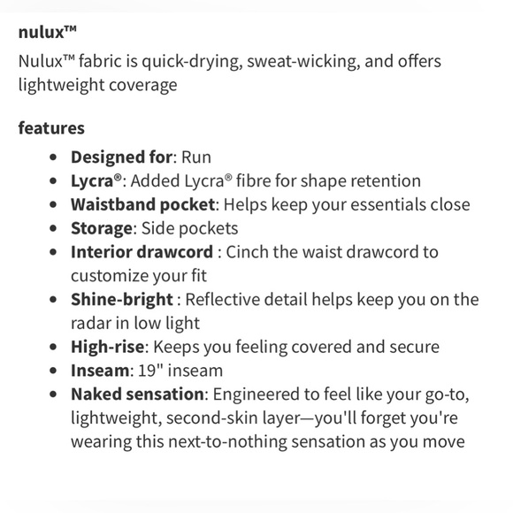 NWOT Lululemon Fast and Free HR Crop II 19” Size 6 - Picture 15 of 15